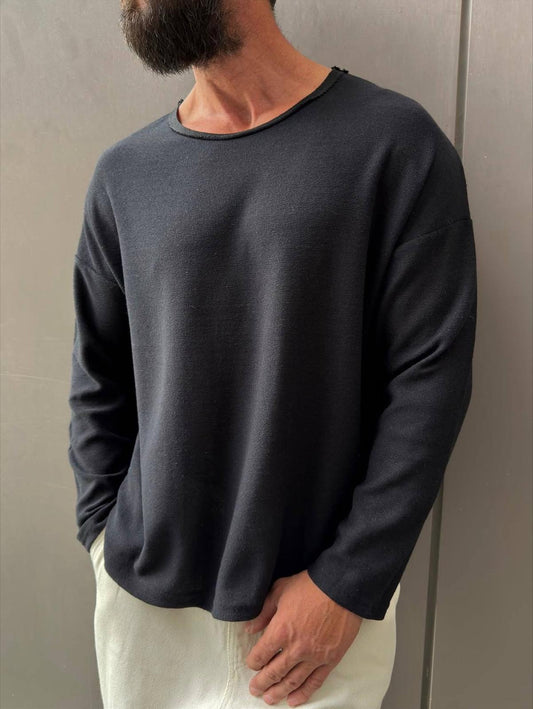 Raw Edge Knit Tee WH