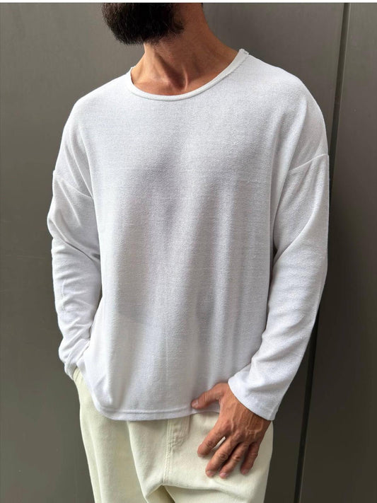 Raw Edge Knit Tee WH