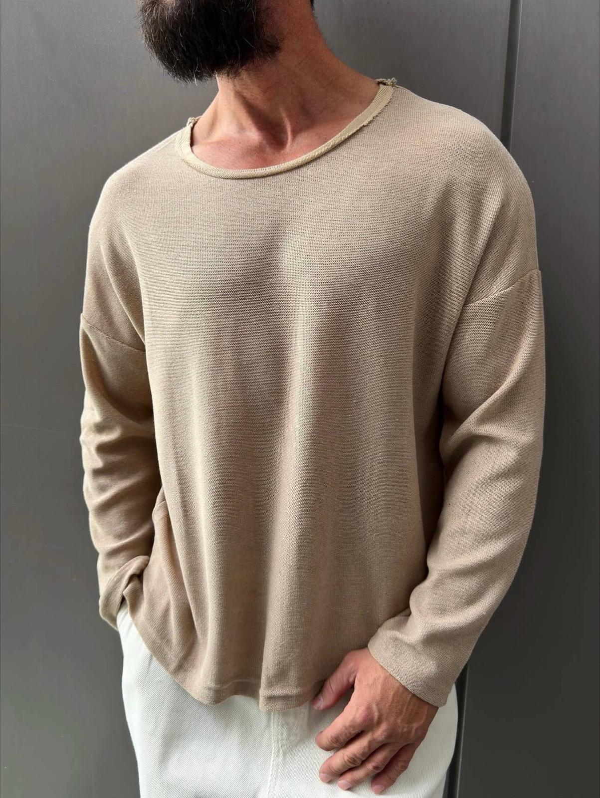 Raw Edge Knit Tee BL