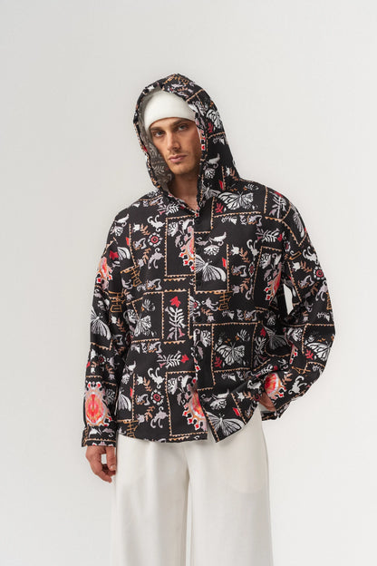 INK RIOT — Oversized Hooded Shirt