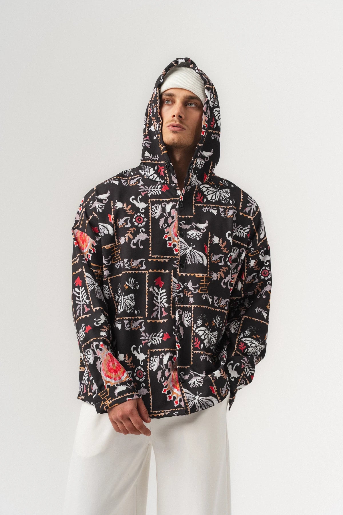 INK RIOT — Oversized Hooded Shirt