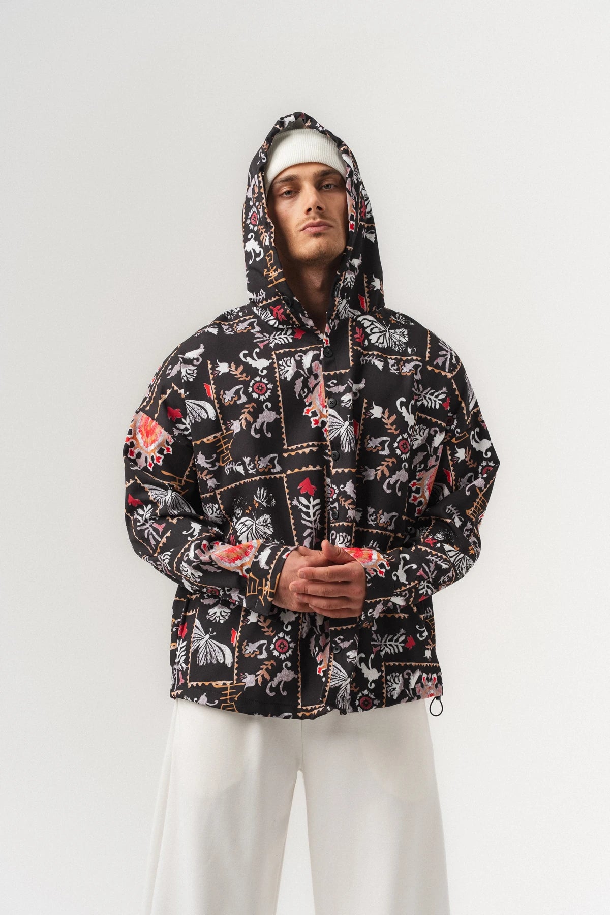 INK RIOT — Oversized Hooded Shirt