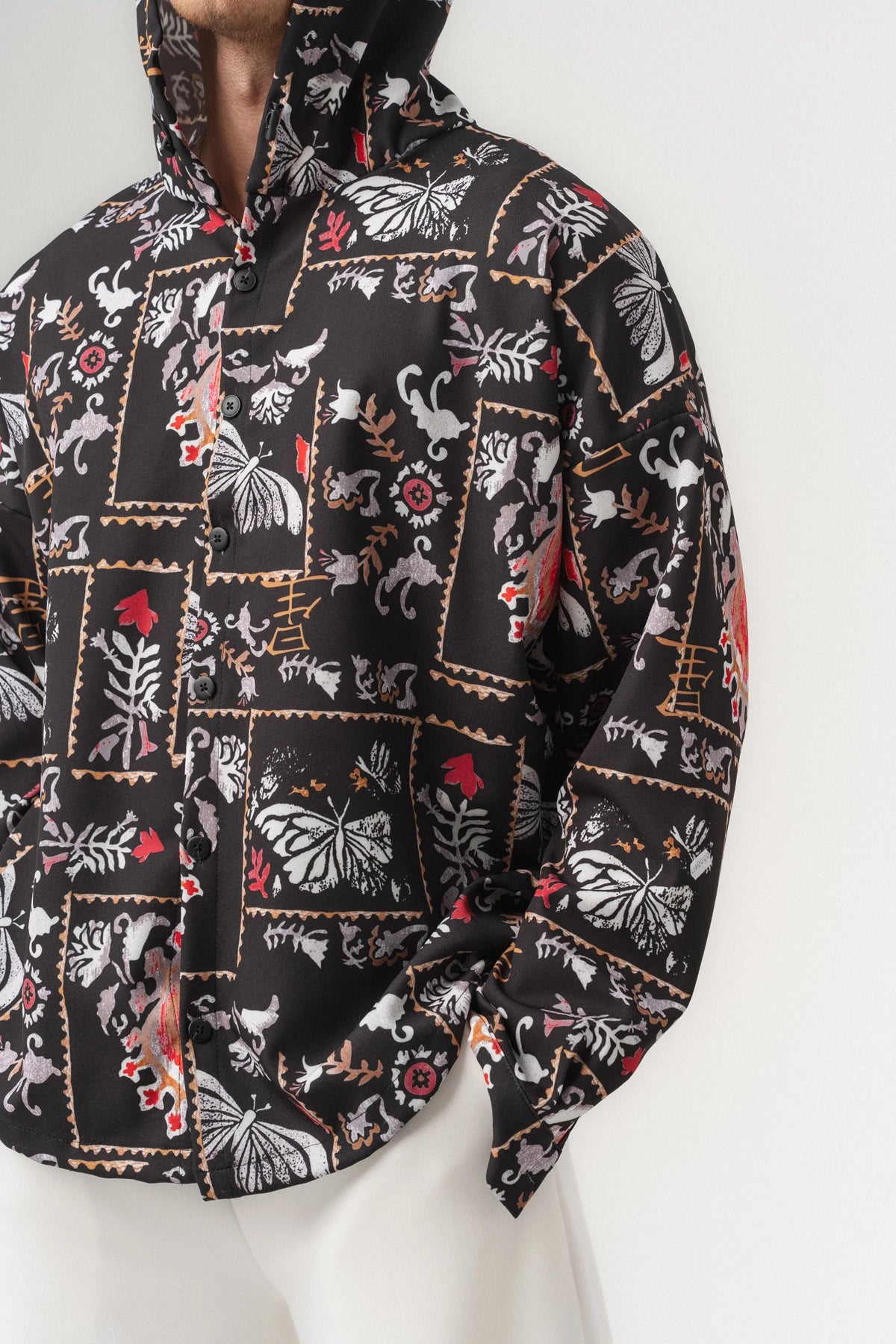 INK RIOT — Oversized Hooded Shirt
