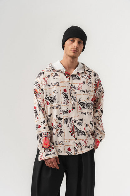 INK RIOT — Oversized Hooded Shirt