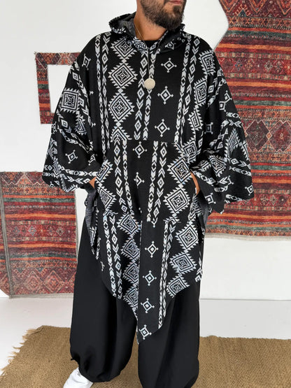 TRIBAL NOMAD™ – Oversized Hooded Streetwear Poncho