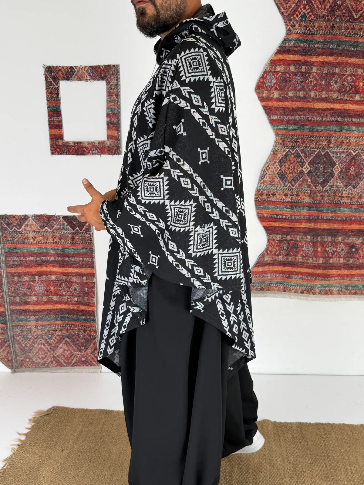 TRIBAL NOMAD™ – Oversized Hooded Streetwear Poncho