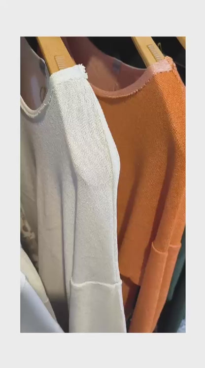 Raw Edge Knit Tee BL