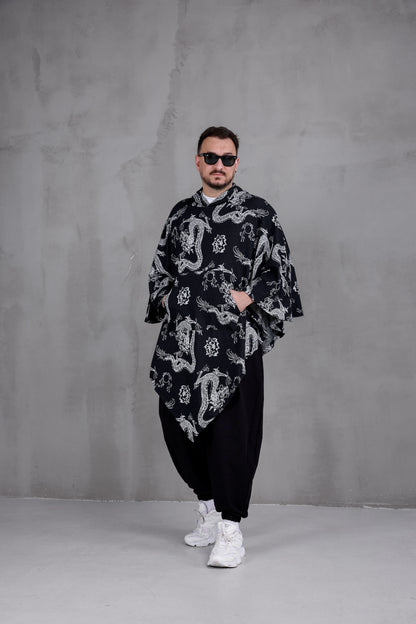DRAGON SHADE™ – Oversized Hooded Streetwear Poncho