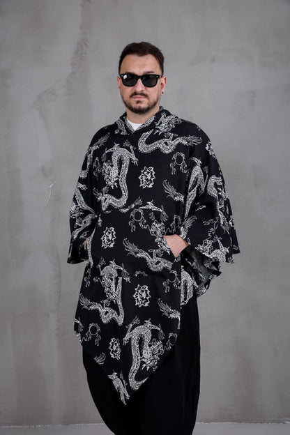 DRAGON SHADE™ – Oversized Hooded Streetwear Poncho