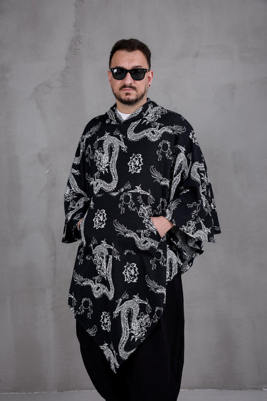 DRAGON SHADE™ – Oversized Hooded Streetwear Poncho