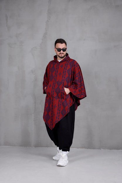 RED NOMAD™ – Oversized Hooded Streetwear Poncho