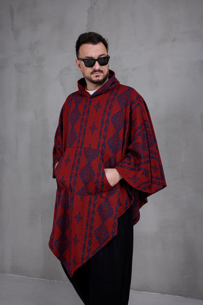 RED NOMAD™ – Oversized Hooded Streetwear Poncho