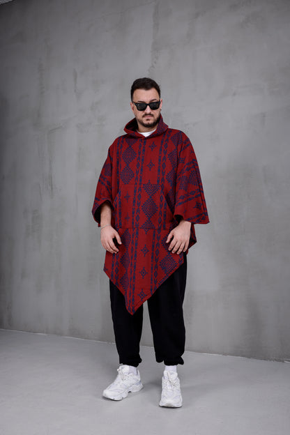RED NOMAD™ – Oversized Hooded Streetwear Poncho