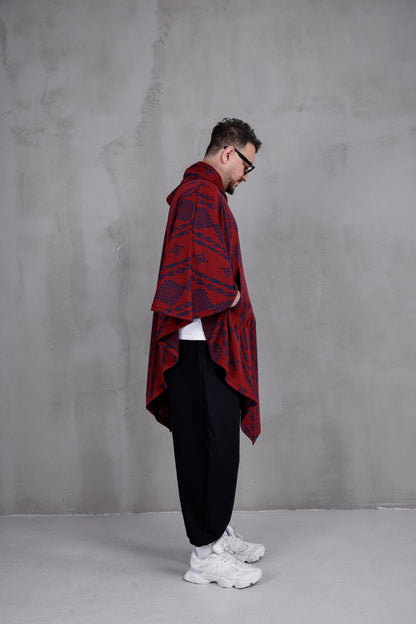 RED NOMAD™ – Oversized Hooded Streetwear Poncho